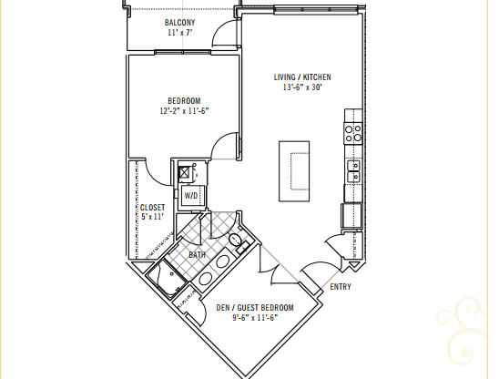 1 bed, 1 bath, 887 sqft, $1,789