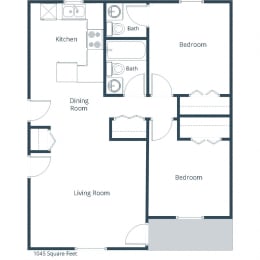2 beds, 1.5 baths, 1,045 sqft, $1,020