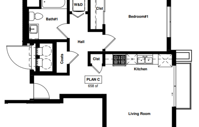 1 bed, 1 bath, 662 sqft, $2,470, Unit 601