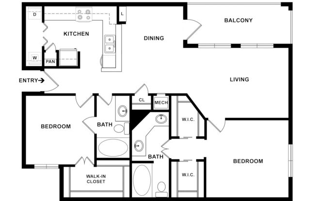2 beds, 2 baths, 1,220 sqft, $1,765