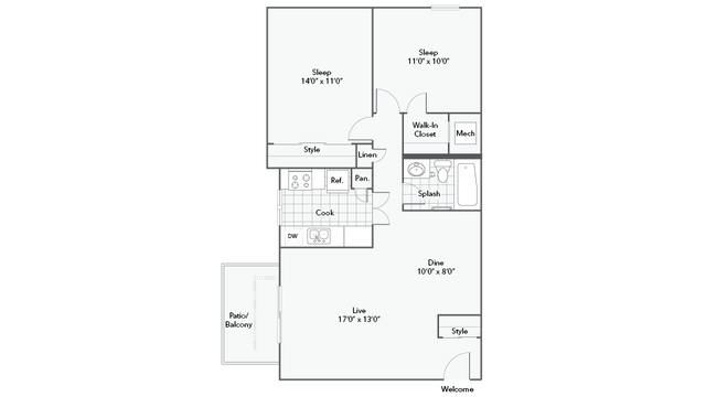 2 beds, 1 bath, 850 sqft, $1,170