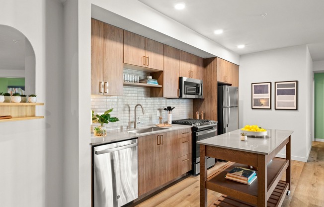 Eat-In Kitchen with stainless steel appliances at Modera Overlake