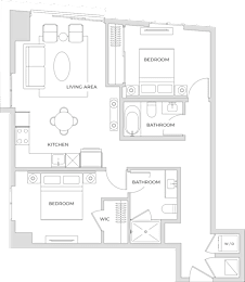 2 beds, 2 baths, 1,168 sqft, $1,767