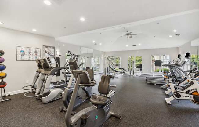 the gym with cardio equipment at the apartments