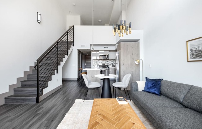 Open Floor Layout with Stairs to Loft at The Mansfield at Miracle Mile, California, 90036
