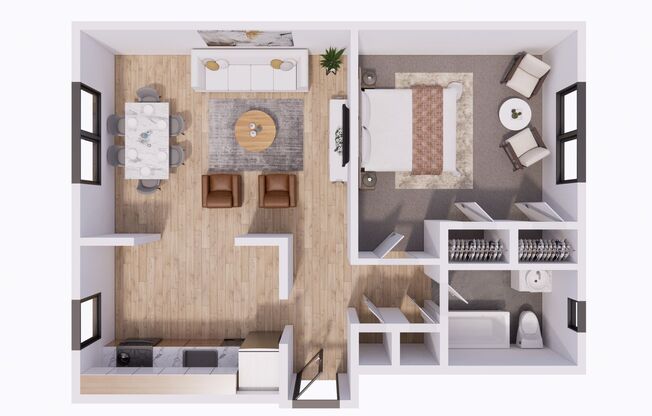 1 bed, 1 bath, 520 sqft, $1,560, Unit 4105T201