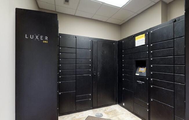Luxer package locker system in the clubhouse at The Northbrook Apartments