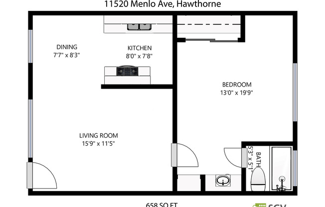 1 bed, 1 bath, 658 sqft, $1,695, Unit 21