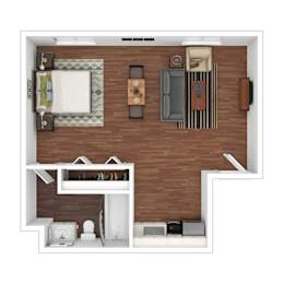 Studio, 1 bath, 410 sqft, $1,128