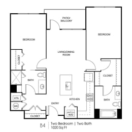 2 beds, 2 baths, 1,020 sqft, $1,680