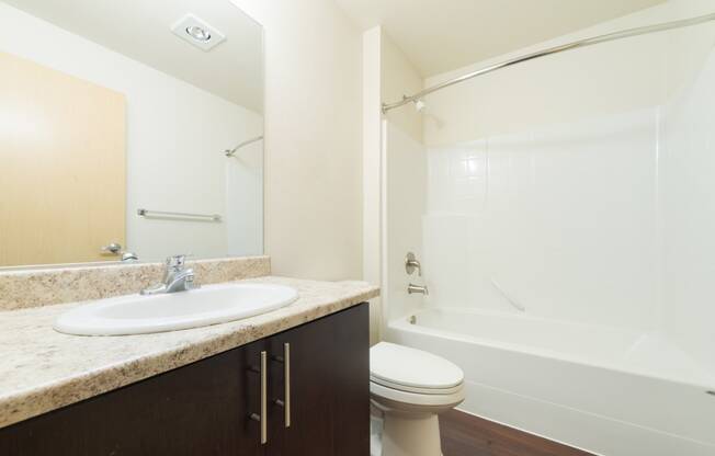 a bathroom with a sink toilet and bathtub