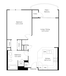 1 bed, 1 bath, 820 sqft, $2,041