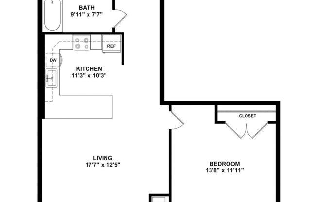 1 bed, 1 bath, 784 sqft, $1,655