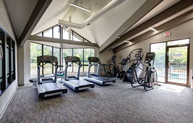 cardio equipment in the fitness center at The Bennington Apartments