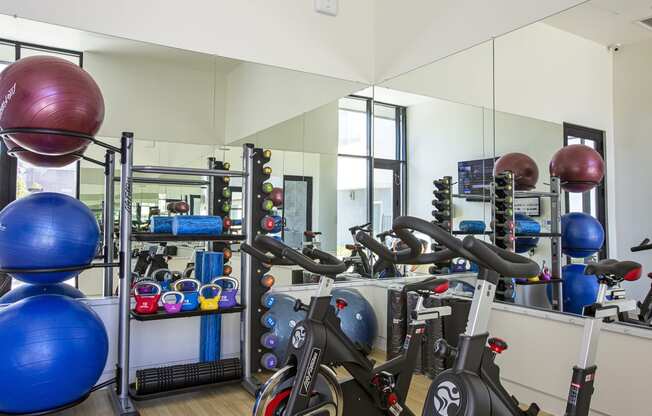 Fitness center at Senderos at South Mountain in Phoenix AZ September 2020