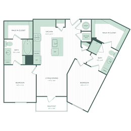 2 beds, 2 baths, 1,069 sqft, $1,747