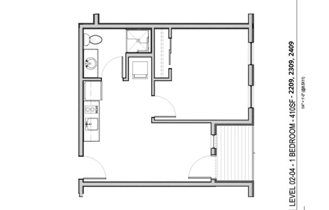 1 bed, 1 bath, 503 sqft, $1,399, Unit 2409