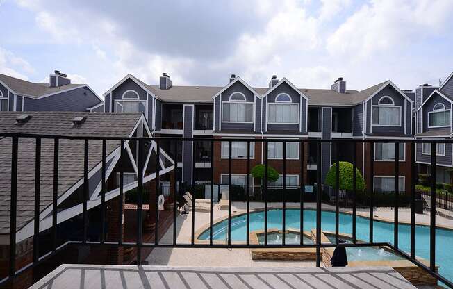 The Trellis at Lake Highlands balcony near pool