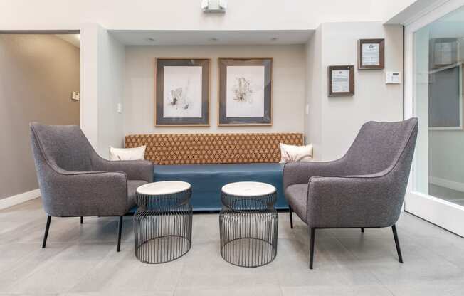 Leasing office lobby seating area