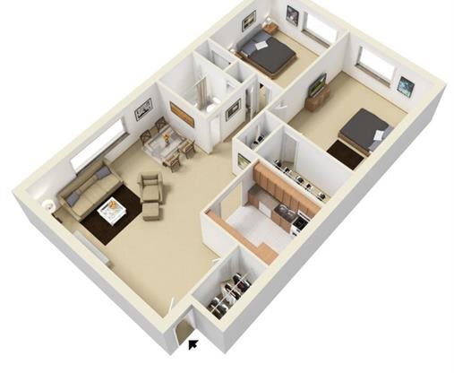 2 beds, 1 bath, 750 sqft, $946