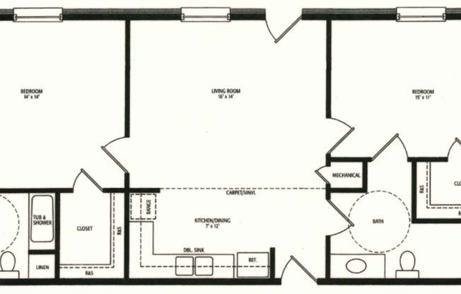 2 beds, 2 baths, 1,012 sqft, $1,120, Unit 224