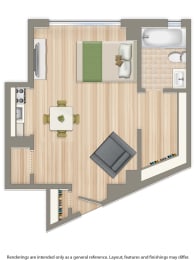 Studio, 1 bath, 380 sqft, $1,645