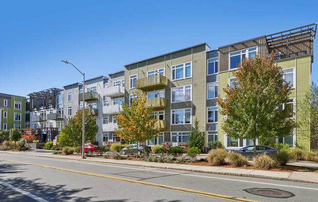 Street view of a residential area at Park77 Apartments, Cambridge, MA