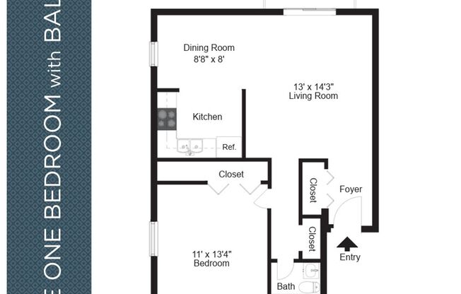 1 bed, 1 bath, 640 sqft, $1,319, Unit P106