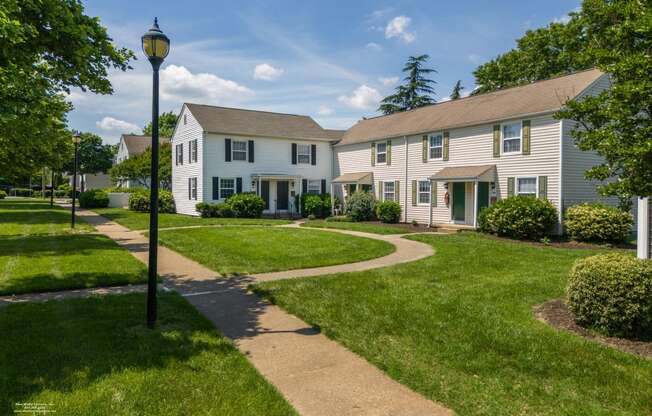 The Village at Horsepen townhome exterior and pocket park