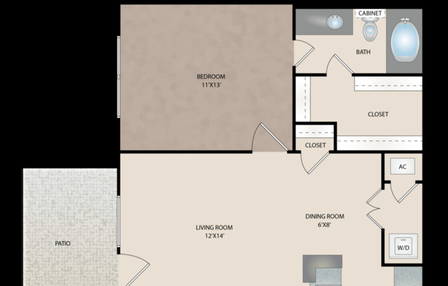 1 bed, 1 bath, 591 sqft, $1,460