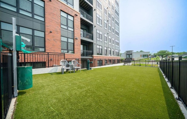 a large yard in front of a building