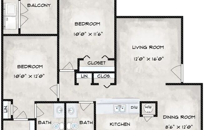 2 beds, 2 baths, 965 sqft, $1,157, Unit 1125