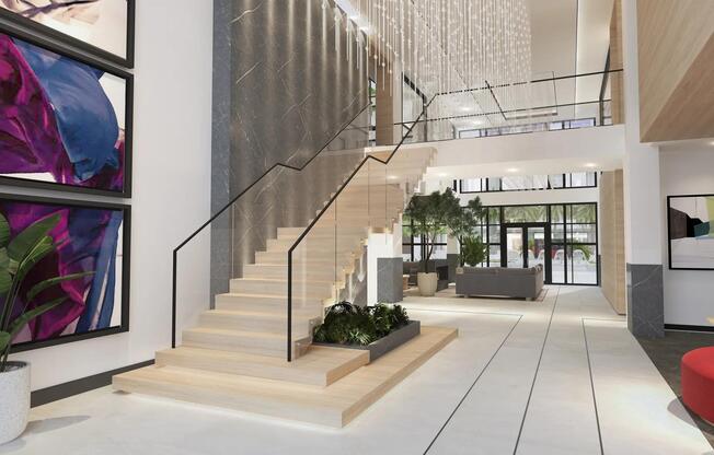 Hotel-inspired lobby at Modera Kierland in Scottsdale, AZ.