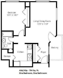 1 bed, 1 bath, 708 sqft, $1,293