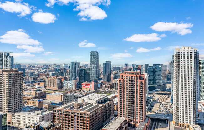 a view of the city from the top of a building at Cassidy on Canal, Chicago, Illinois
