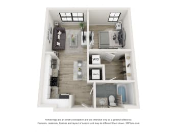 1 bed, 1 bath, 540 sqft, $1,563