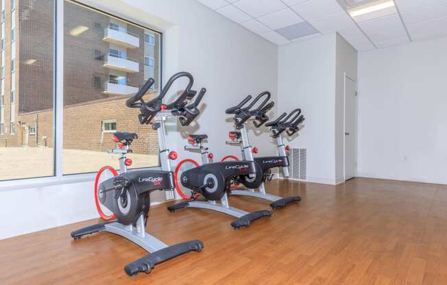 Fitness Center equipment bikes  at 444 Park Apartments, Richmond Heights, Ohio