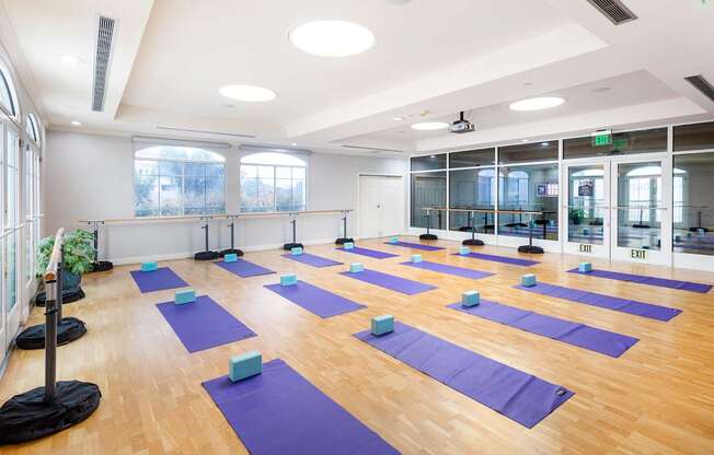A yoga studio at La Jolla Crossroads Apartments, San Diego