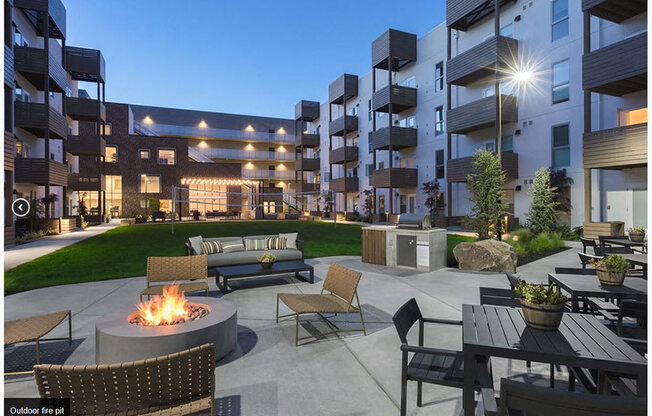 Night view of firepits and grills