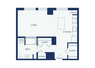 Studio, 1 bath, 600 sqft, $1,237