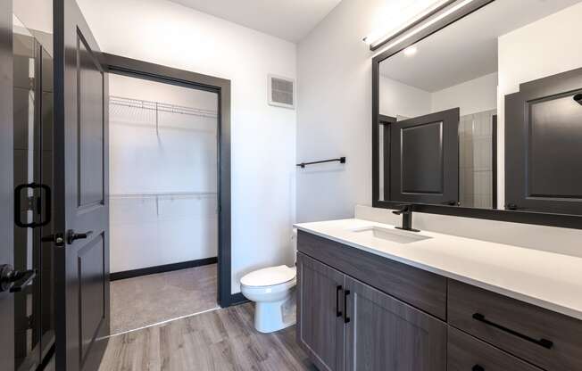 a bathroom with a toilet and a sink and a mirror