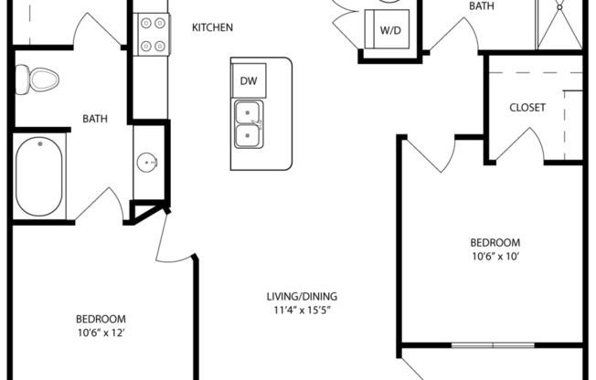 2 beds, 2 baths, 918 sqft, $1,573