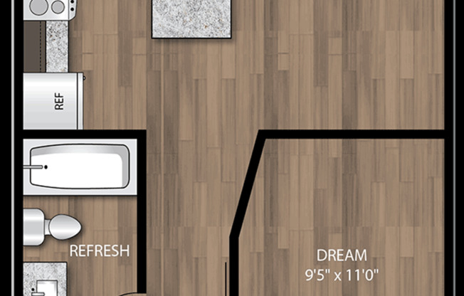 1 bed, 1 bath, 633 sqft, $1,586, Unit 01-107