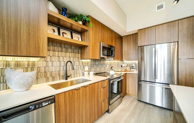 Fully Equipped Kitchen at Quantum Apartments, Fort Lauderdale