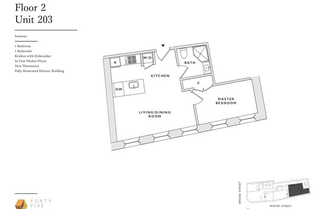 1 bed, 1 bath, $3,100, Unit 45BS-303