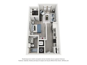Studio, 1 bath, 654 sqft, $1,567