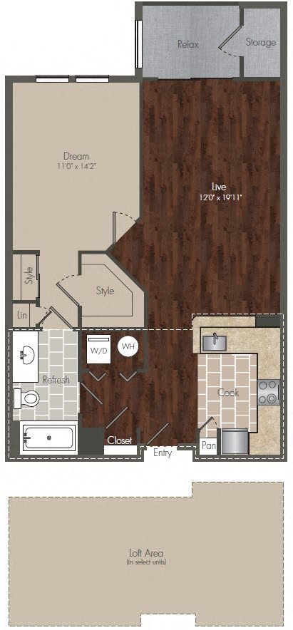 1 bed, 1 bath, 763 sqft, $1,765