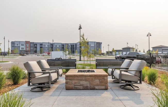 The Edison at Bozeman Gateway Apartments in Bozeman, Montana Patio with Fire Pit