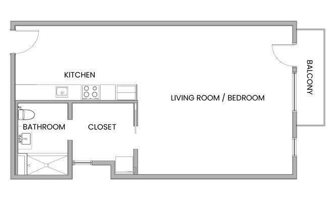 Studio, 1 bath, 463 sqft, $3,299, Unit 407