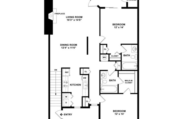 2 beds, 2 baths, 1,229 sqft, $2,062